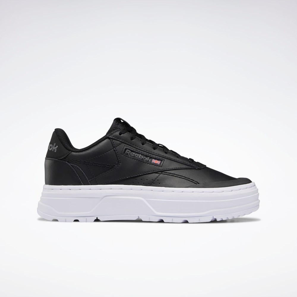 Reebok Club C Double GEO Shoes Svarte Svarte Hvite | MGYUXF-643