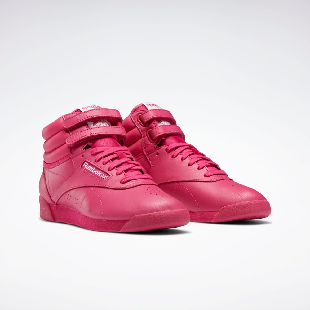 Reebok Freestyle Hi Shoes Rosa Rosa Hvite | NUPGQJ-659