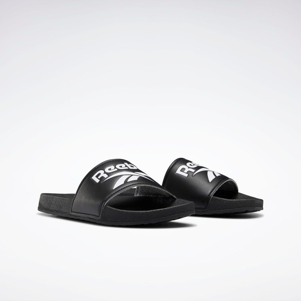 Reebok Fulgere Slides - Preschool Svarte Svarte Hvite | DNSMXW-915