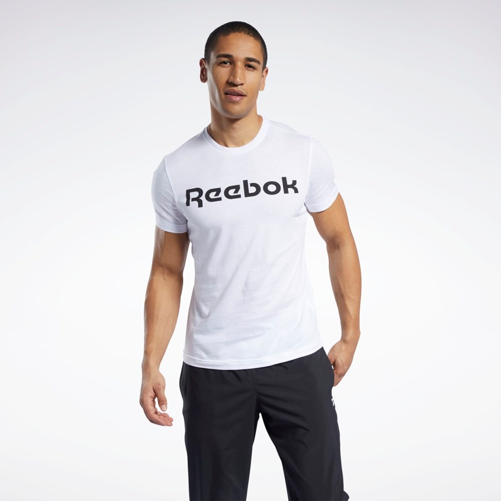 Reebok Grafiske Series Linear Logo Tee Hvite | ZVGUOY-845