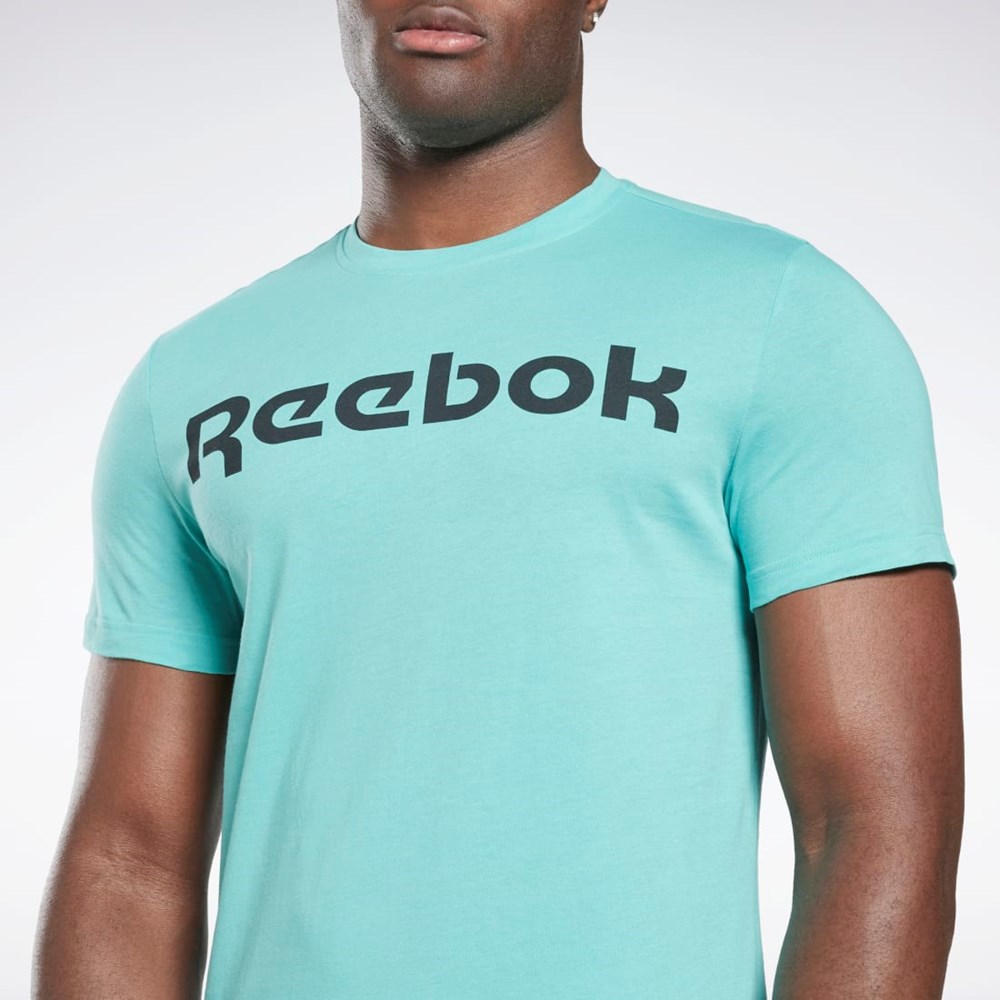 Reebok Grafiske Series Linear Logo Tee Semi Classic Teal | OFXAPS-310