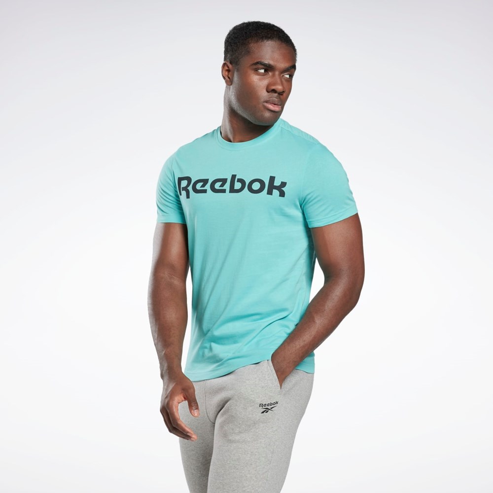 Reebok Grafiske Series Linear Logo Tee Semi Classic Teal | OFXAPS-310