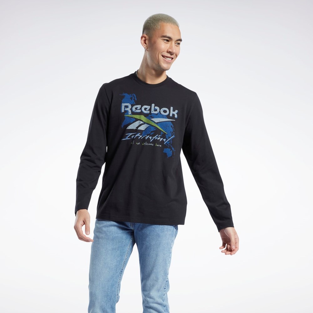 Reebok Grafiske Series Pre-Season Long Sleeve T-Shirt Svarte | XDQCPH-581