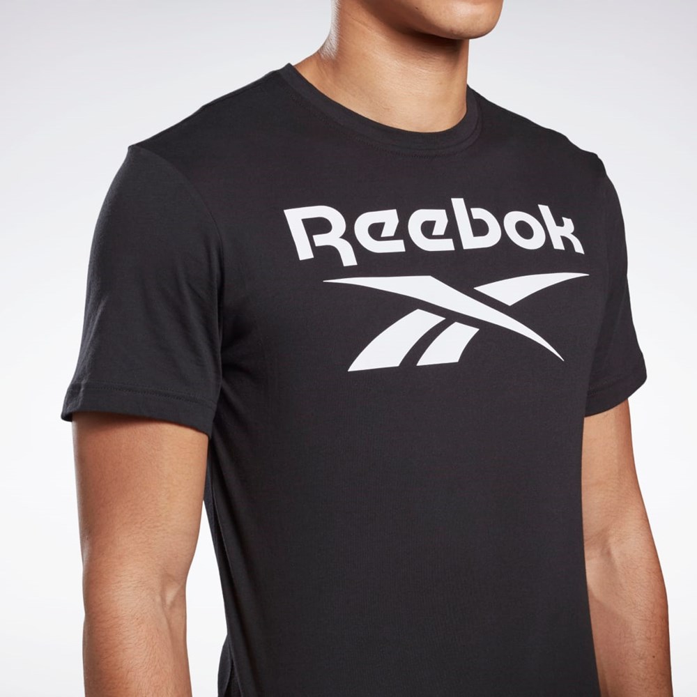 Reebok Grafiske Series Reebok Stacked Tee Svarte | ZQVJGH-435