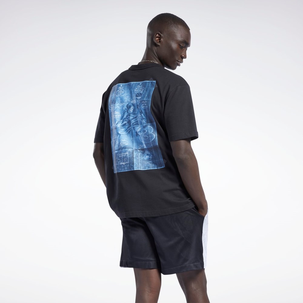 Reebok Iverson Basketball I3 Blueprint Kort Sleeve T-Shirt Svarte | ZERSVT-207