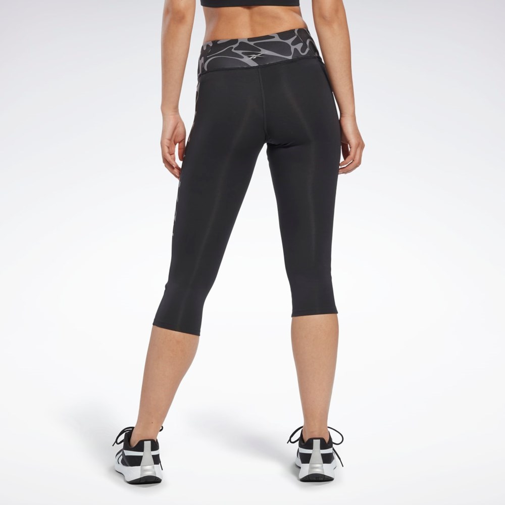 Reebok Jogge Printed Capri Tights Svarte | GOHWDV-793