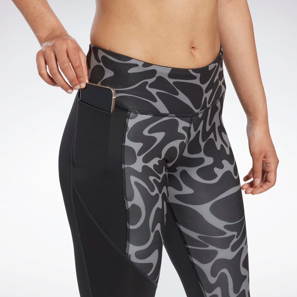 Reebok Jogge Printed Capri Tights Svarte | GOHWDV-793