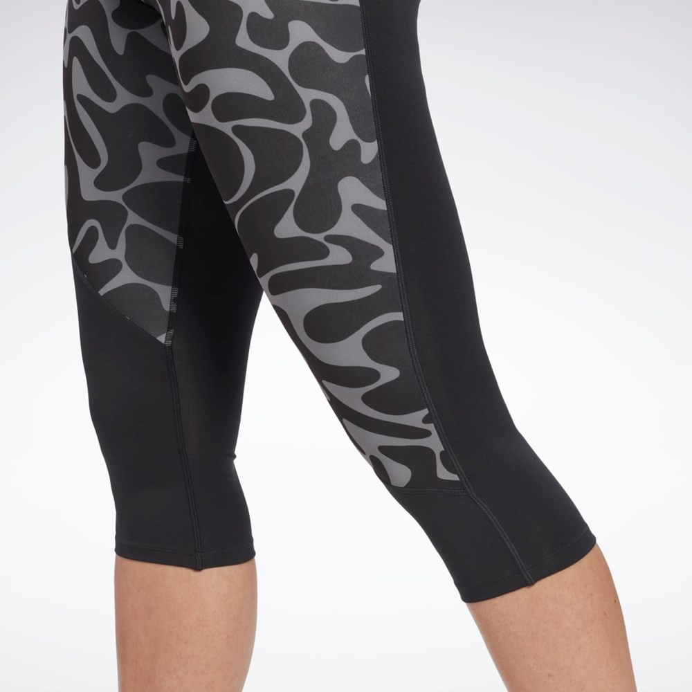 Reebok Jogge Printed Capri Tights Svarte | GOHWDV-793