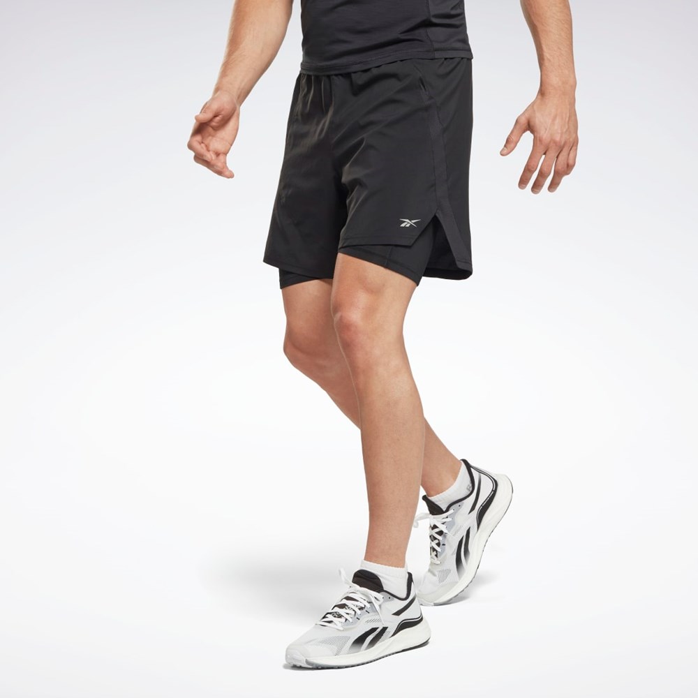 Reebok Jogge Two-in-One Shorts Svarte | RPOYMQ-867