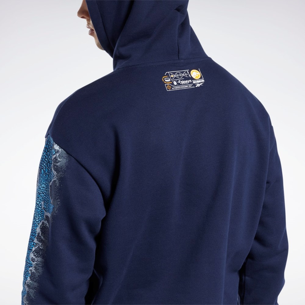 Reebok Jurassic World Grafiske Hoodie Marineblå | FVCXUT-478