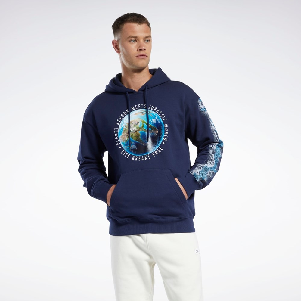 Reebok Jurassic World Grafiske Hoodie Marineblå | FVCXUT-478