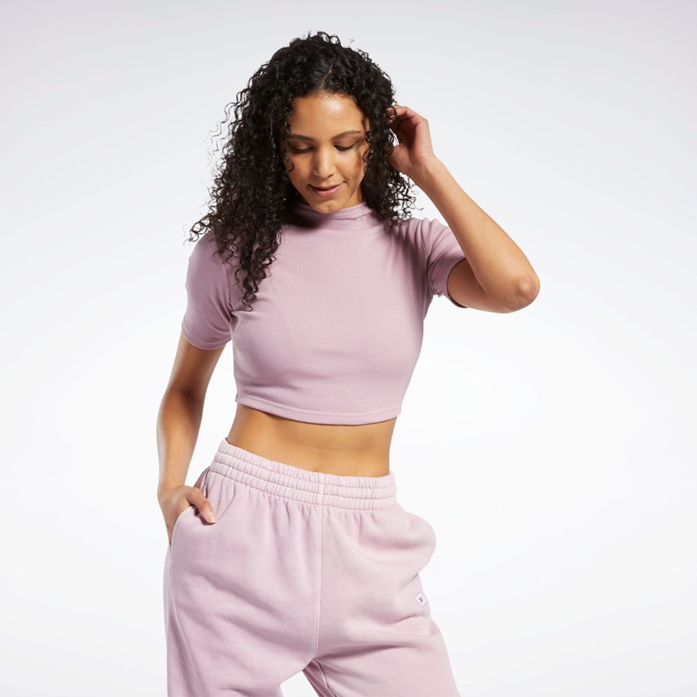 Reebok Kort Sleeve Rib Tight Shirt Infused Lilac | CFWOTE-124