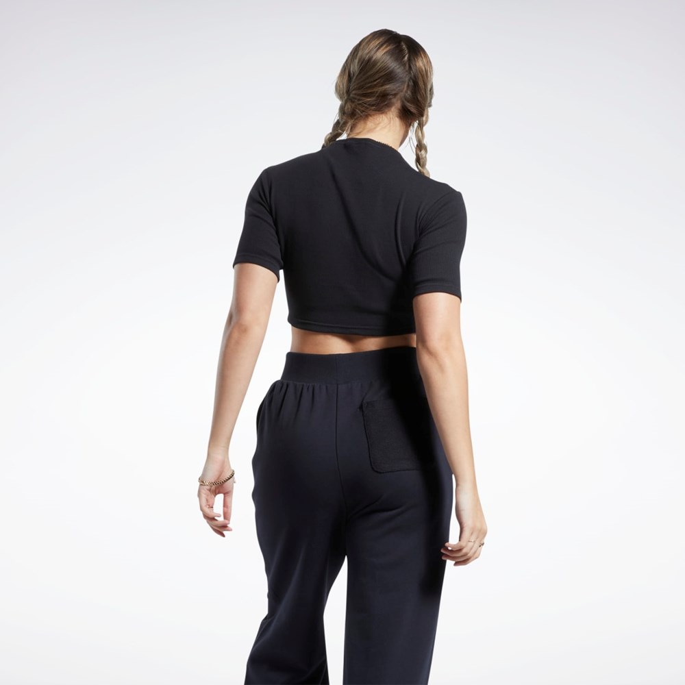 Reebok Kort Sleeve Rib Tight Shirt Svarte | MEVUFI-673