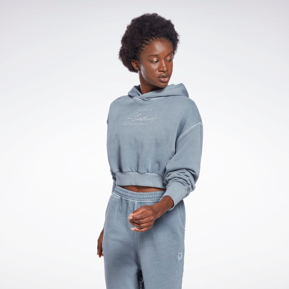 Reebok Les Mills® Natural Dye Crop Hoodie Grå | LQFSYT-706