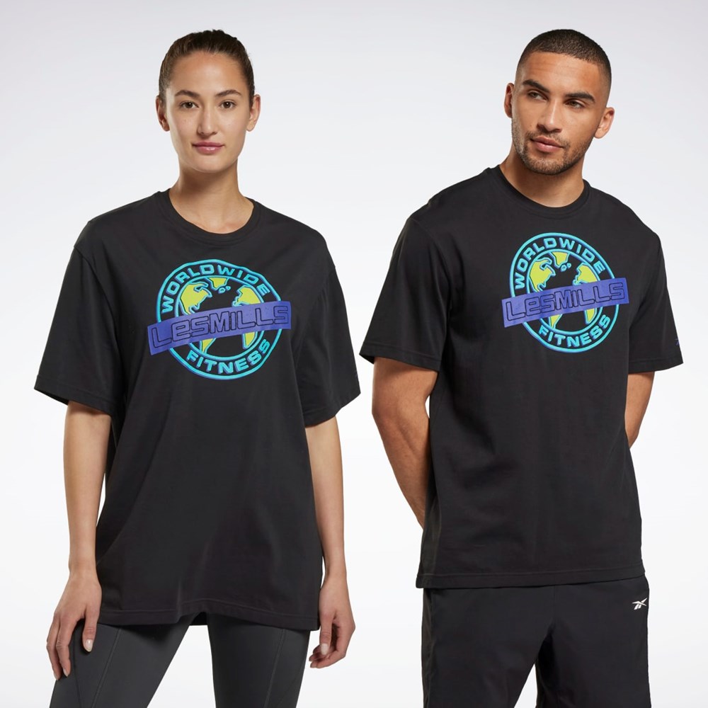 Reebok Les Mills® Oversized Grafiske T-Shirt Svarte | UXKWBZ-214