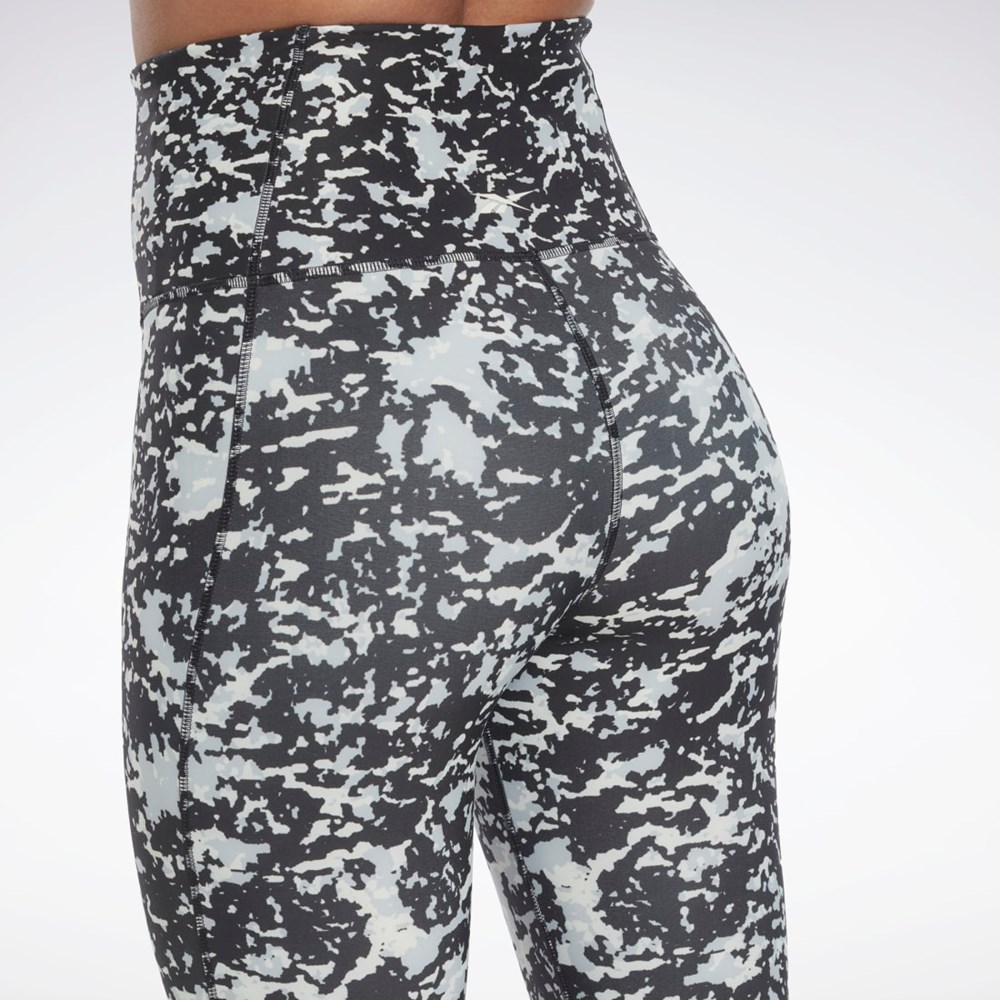 Reebok Lux 2.0 Speckle Modern Safari Leggings Svarte | QHVUWY-620