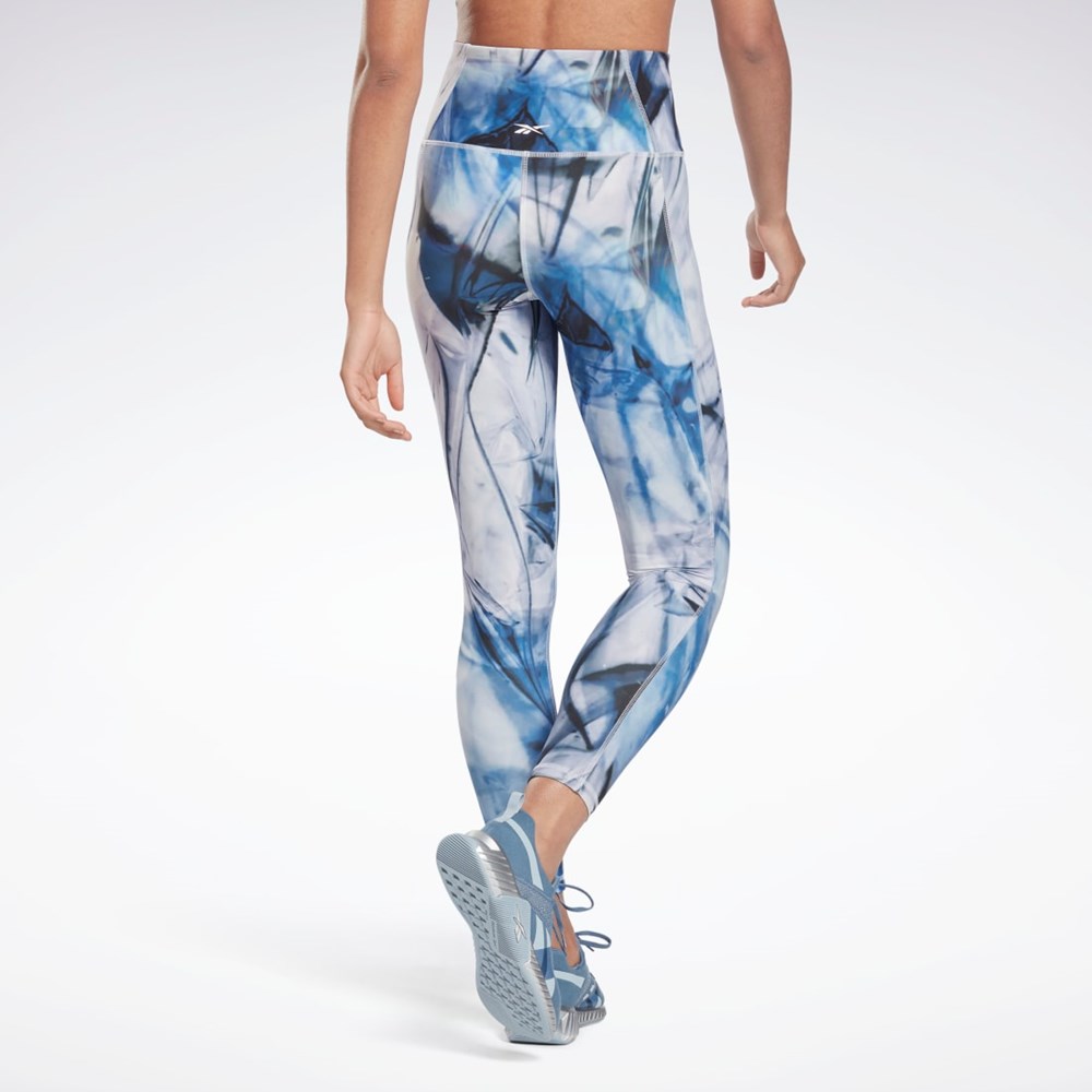 Reebok Lux Bold High-Waisted Liquid Abyss Print Tights Blå | MLFITX-581