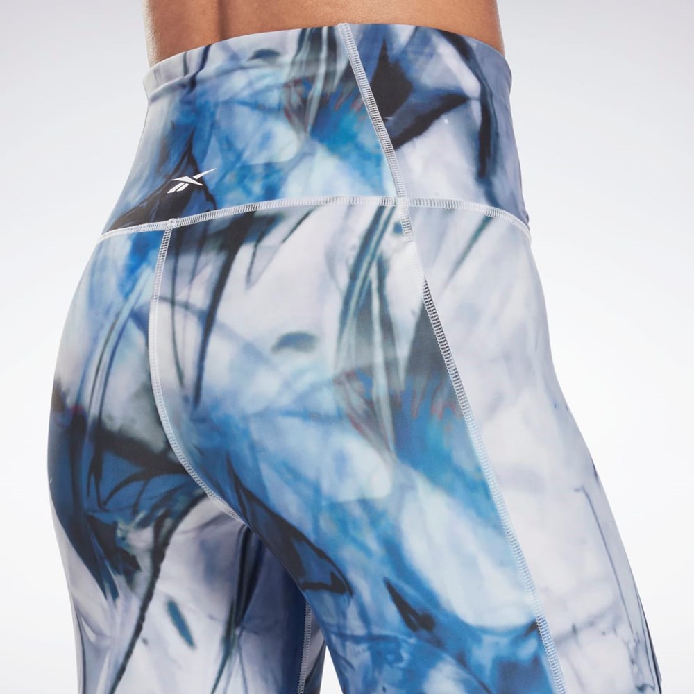 Reebok Lux Bold High-Waisted Liquid Abyss Print Tights Blå | MLFITX-581