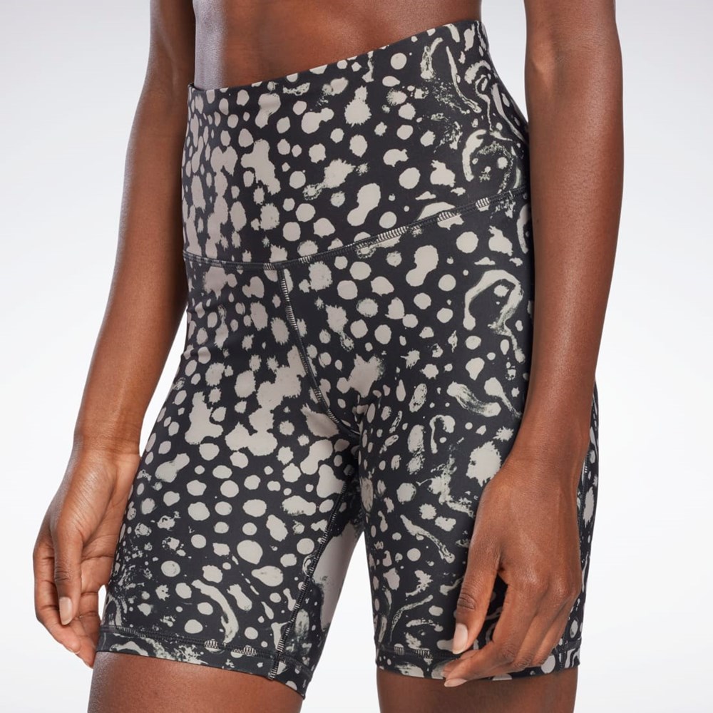 Reebok Lux Bold High-Waisted Modern Safari Print Shorts Svarte | JERDKB-517