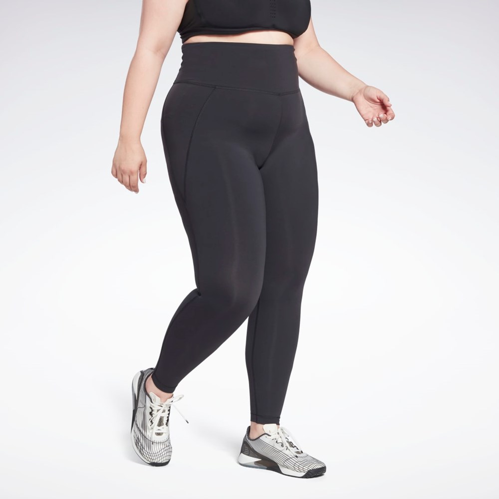 Reebok Lux High-Waisted Tights (Plus Size) Svarte | EHSGRY-754