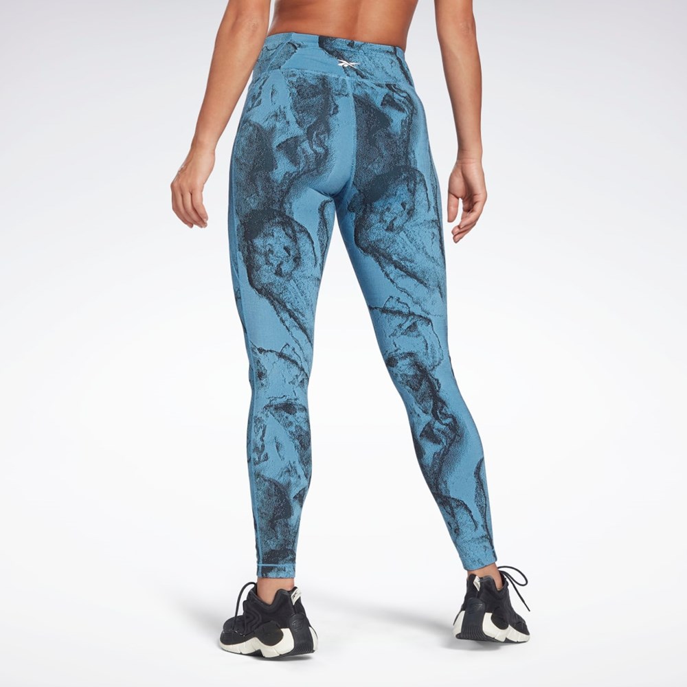 Reebok Lux Jacquard Leggings Blå | PQCGBN-857