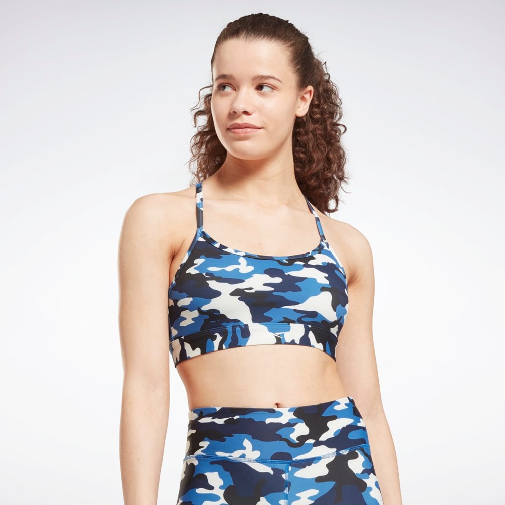 Reebok Lux Mager Reima Camo Print Sports Bra Blå | VZUJKD-803