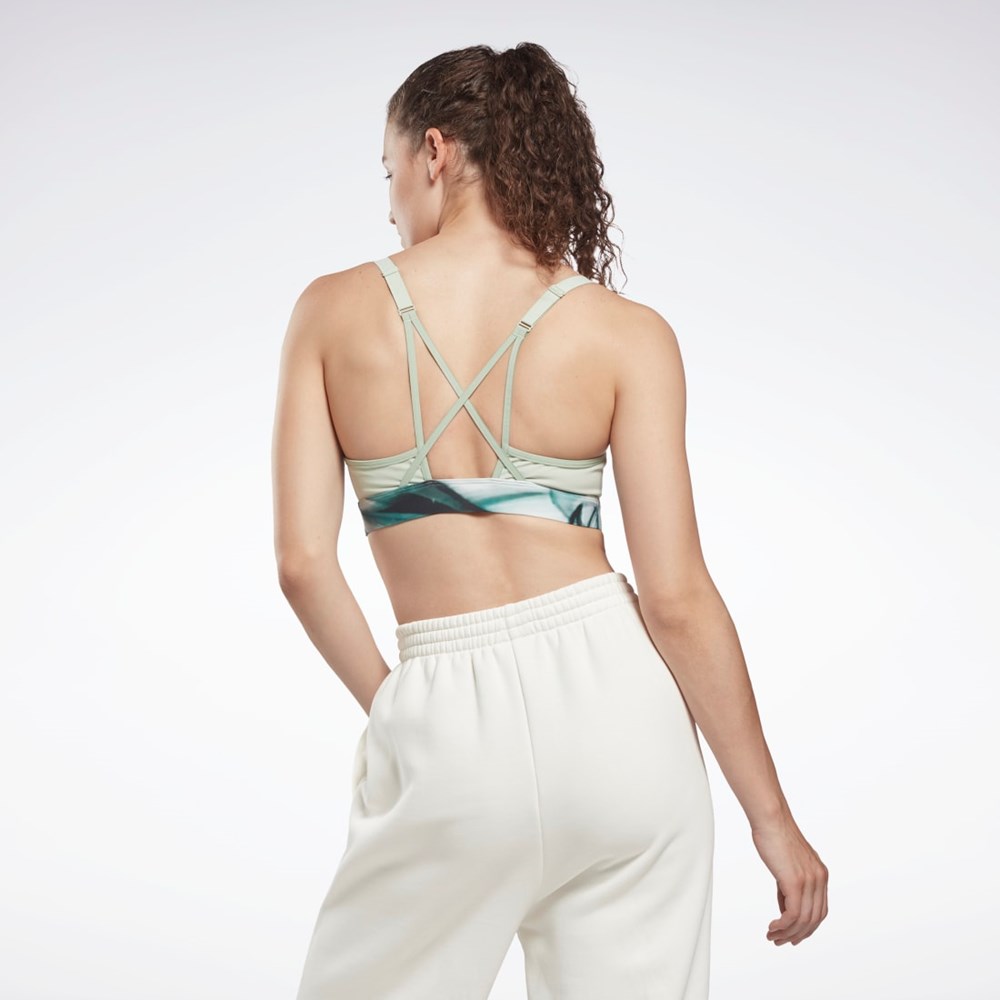 Reebok Lux Strappy Liquid Abyss Print Sports Bra Lyse | QYVPXS-109