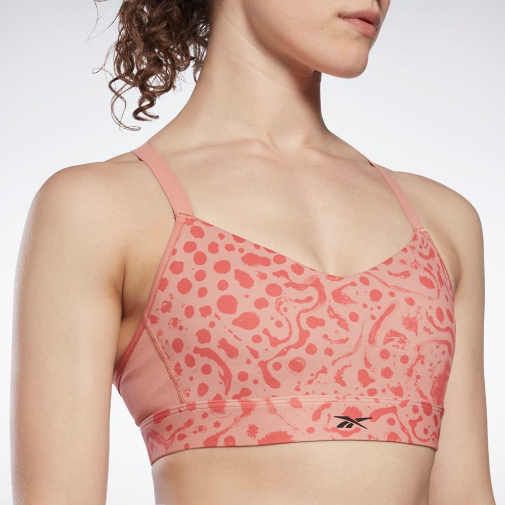 Reebok Lux Strappy Modern Safari Print Sports Bra Korall | GIZAXS-153