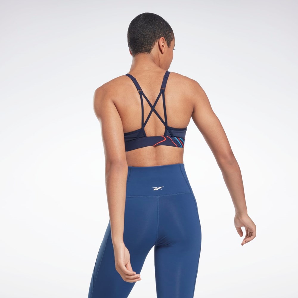 Reebok Lux Strappy Nature Grown Print Sports Bra Marineblå | DCZYEF-481