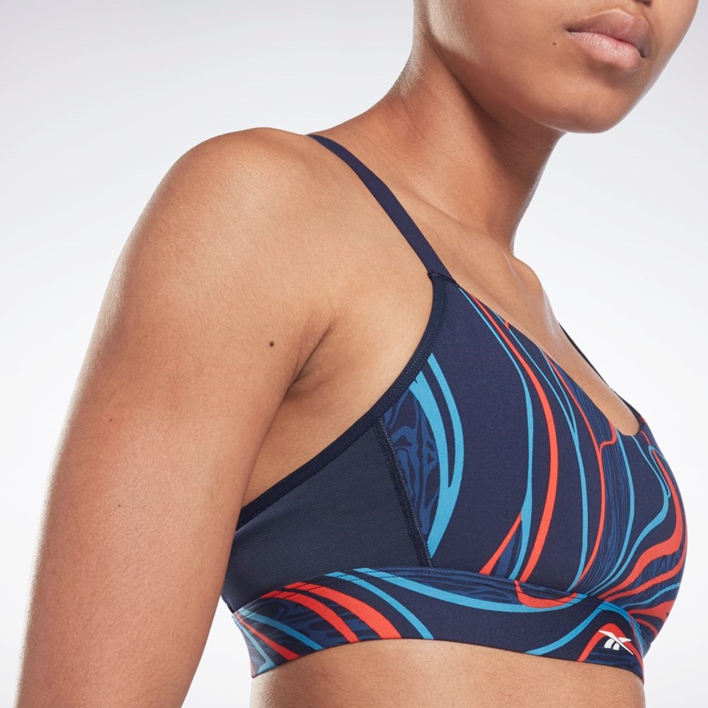 Reebok Lux Strappy Nature Grown Print Sports Bra Marineblå | DCZYEF-481