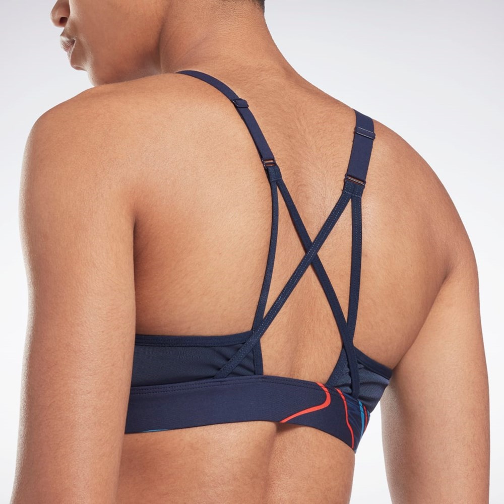 Reebok Lux Strappy Nature Grown Print Sports Bra Marineblå | DCZYEF-481