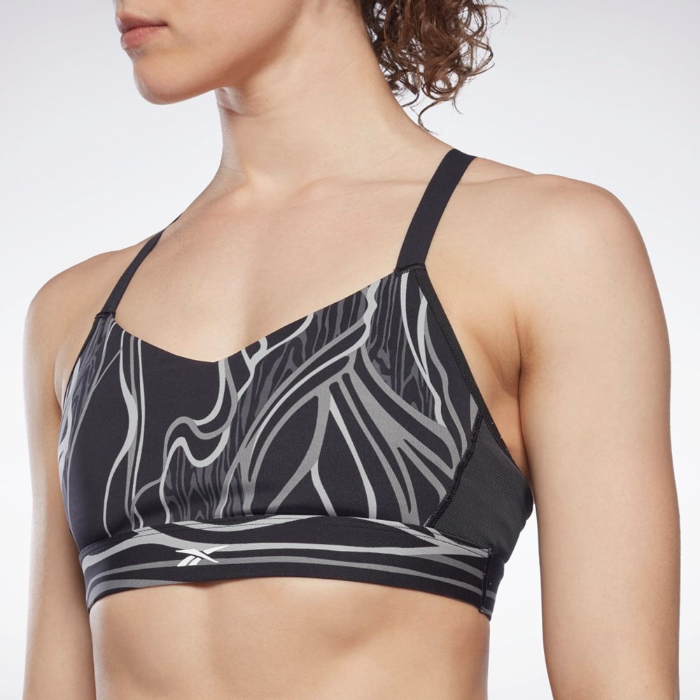 Reebok Lux Strappy Nature Grown Print Sports Bra Svarte | VSCKPM-786