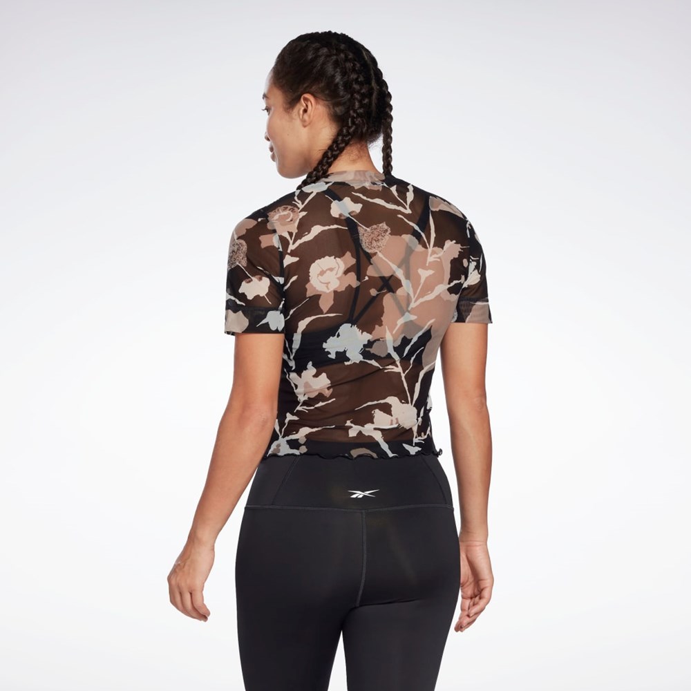 Reebok MYT Allover Print Mesh T-Shirt Svarte | OMUYPC-384