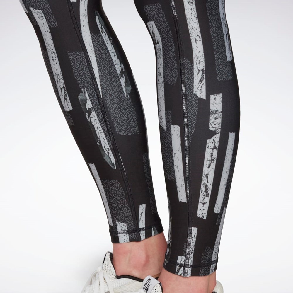 Reebok MYT Allover Print Tights Svarte | WDFVEG-468