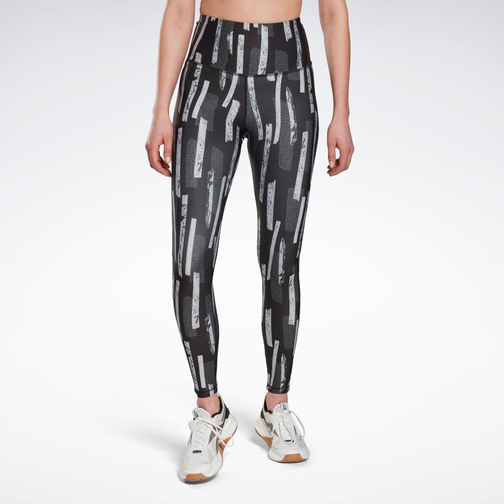 Reebok MYT Allover Print Tights Svarte | WDFVEG-468