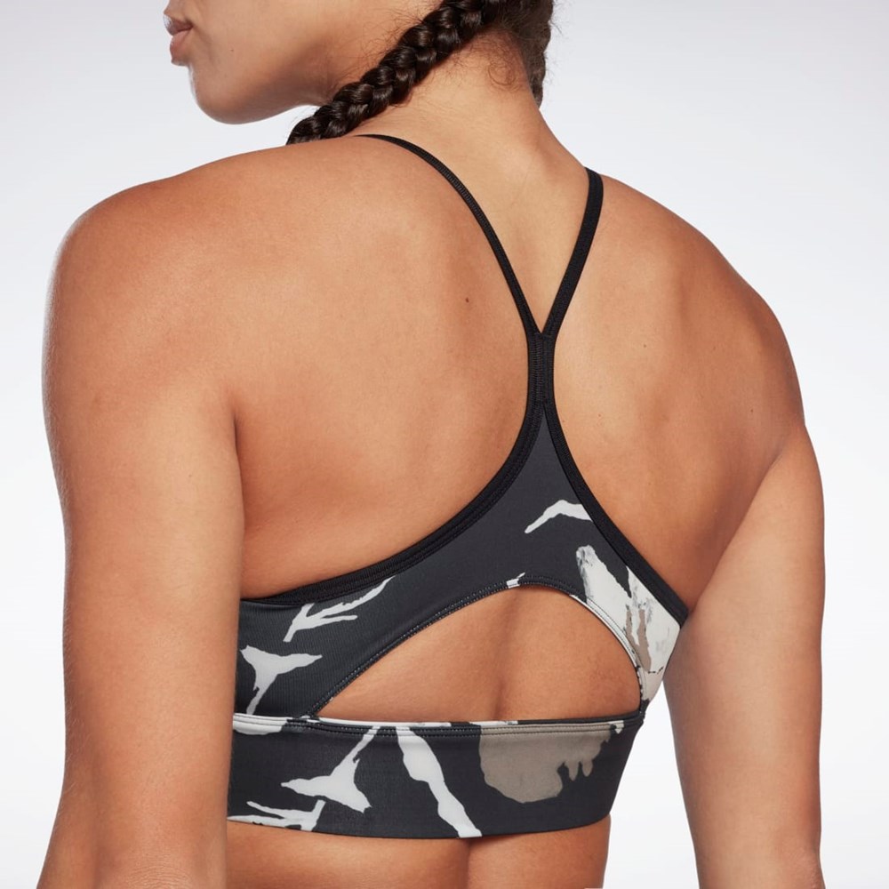 Reebok MYT Printed Sports Bra Svarte | OEQWYG-358