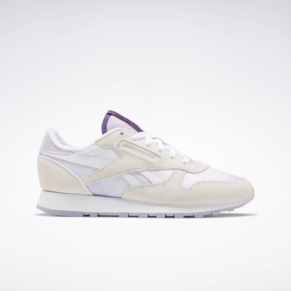 Reebok MadWomen Classic Leather Shoes Hvite Hvite Lilla | WVETIB-629