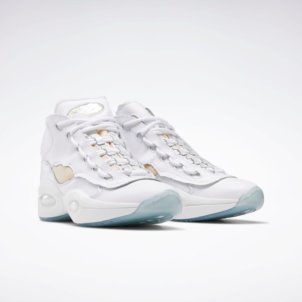 Reebok Maison Margiela Question Mid Memory Of Basketball Shoes Hvite Svarte Hvite | XHLMBK-573