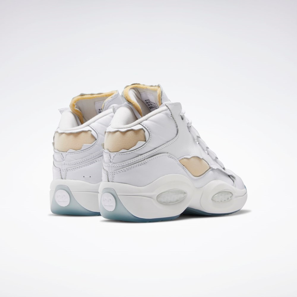 Reebok Maison Margiela Question Mid Memory Of Basketball Shoes Hvite Svarte Hvite | XHLMBK-573