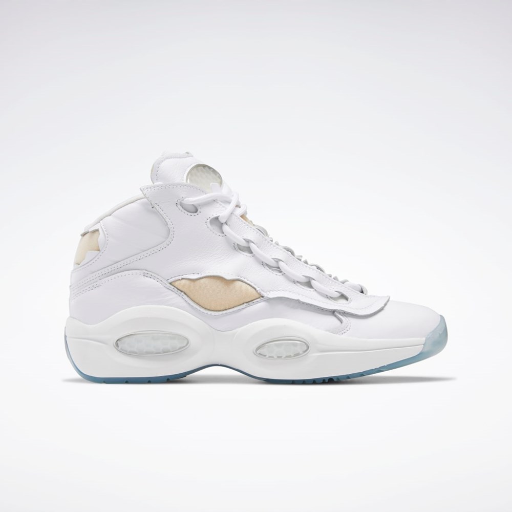 Reebok Maison Margiela Question Mid Memory Of Basketball Shoes Hvite Svarte Hvite | XHLMBK-573