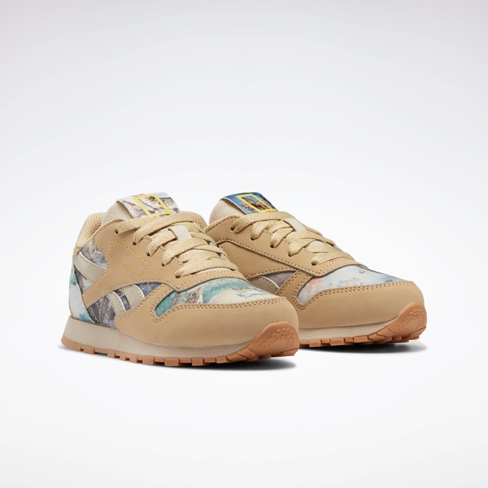 Reebok National Geographic Classics Leather Shoes - Preschool Beige | FTJOZL-213