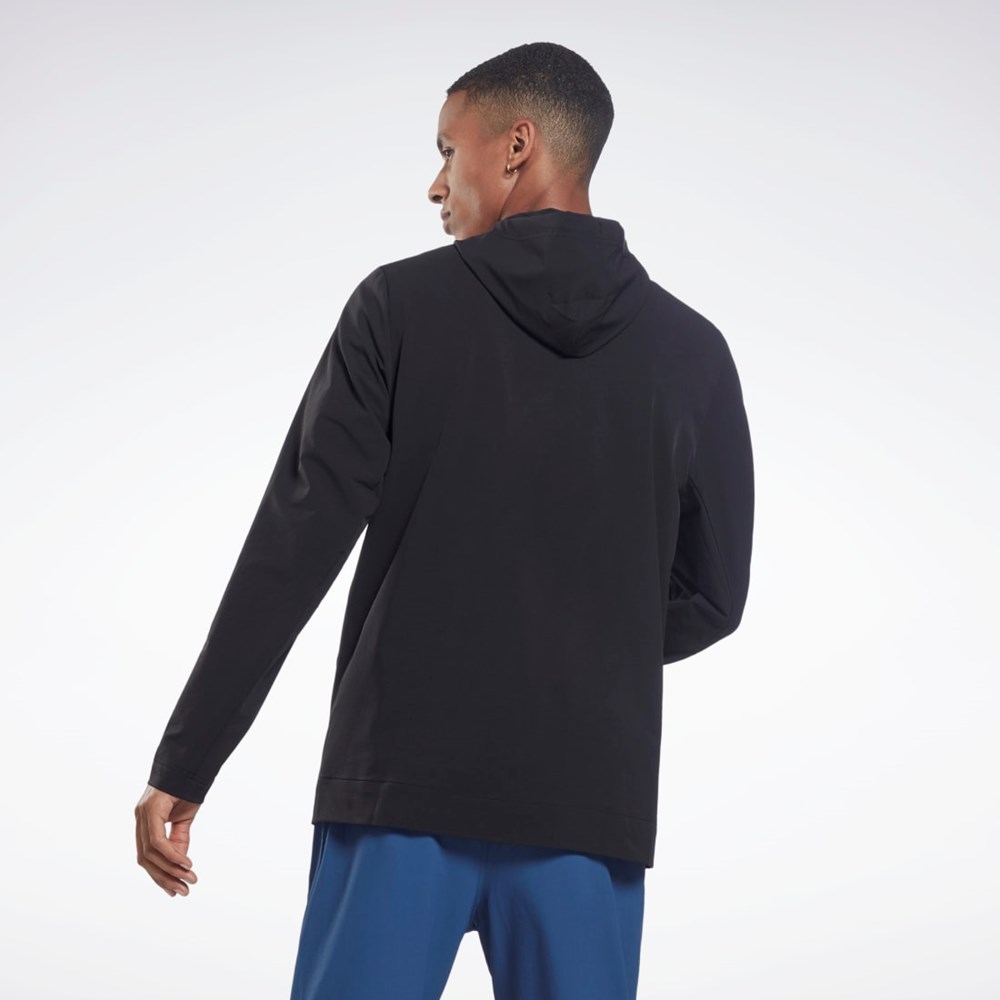 Reebok Performance Woven Zip Up Hoodie Svarte | AOCSJB-708