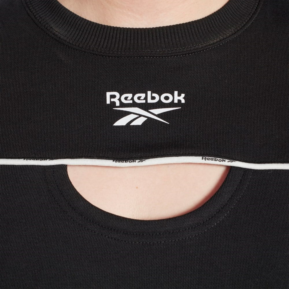 Reebok Piping Crewneck Sweatshirt (Plus Size) Svarte | HQMRNL-053