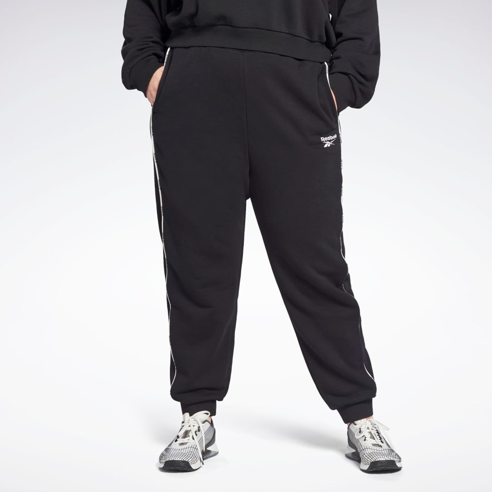 Reebok Piping Joggers (Plus Size) Svarte | PWYZQU-083