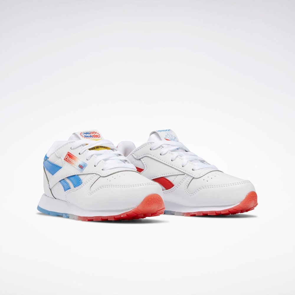 Reebok Popsicle Classic Leather Shoes - Preschool Hvite Blå Rød | KUFTSJ-423