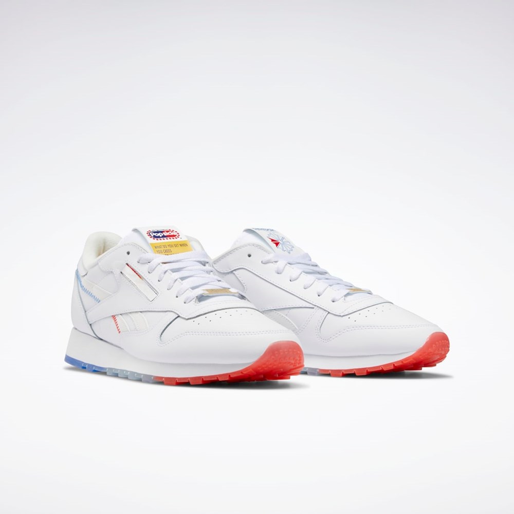 Reebok Popsicle Classic Leather Shoes Hvite Blå Rød | VAJLHS-730