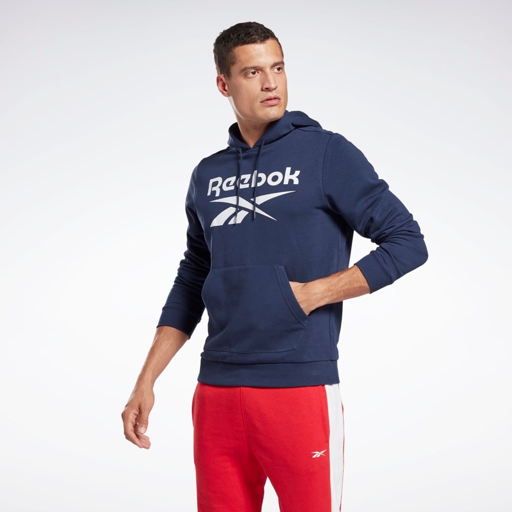 Reebok Reebok Identity Big Logo Hoodie Marineblå Hvite | XJPWMB-645