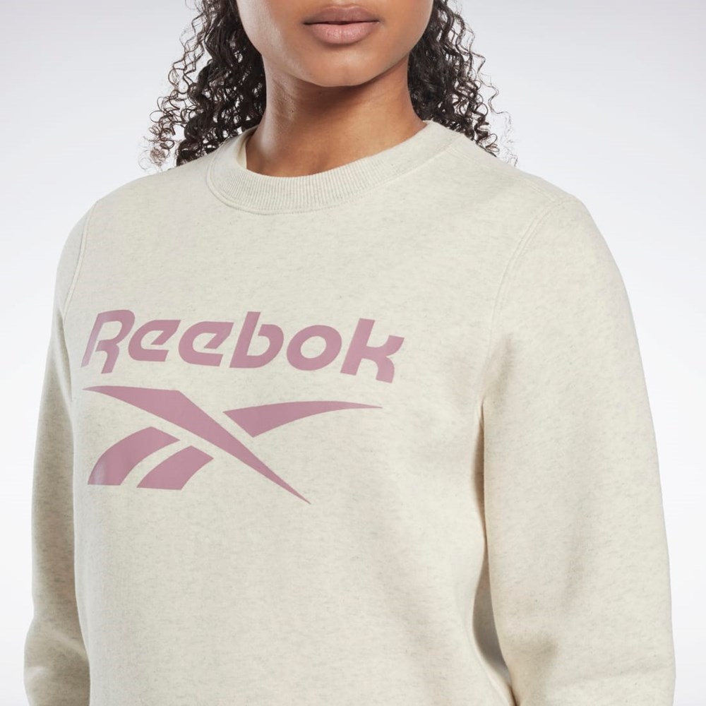 Reebok Reebok Identity Logo Fleece Crew Sweatshirt Hvite | AWIXPU-196