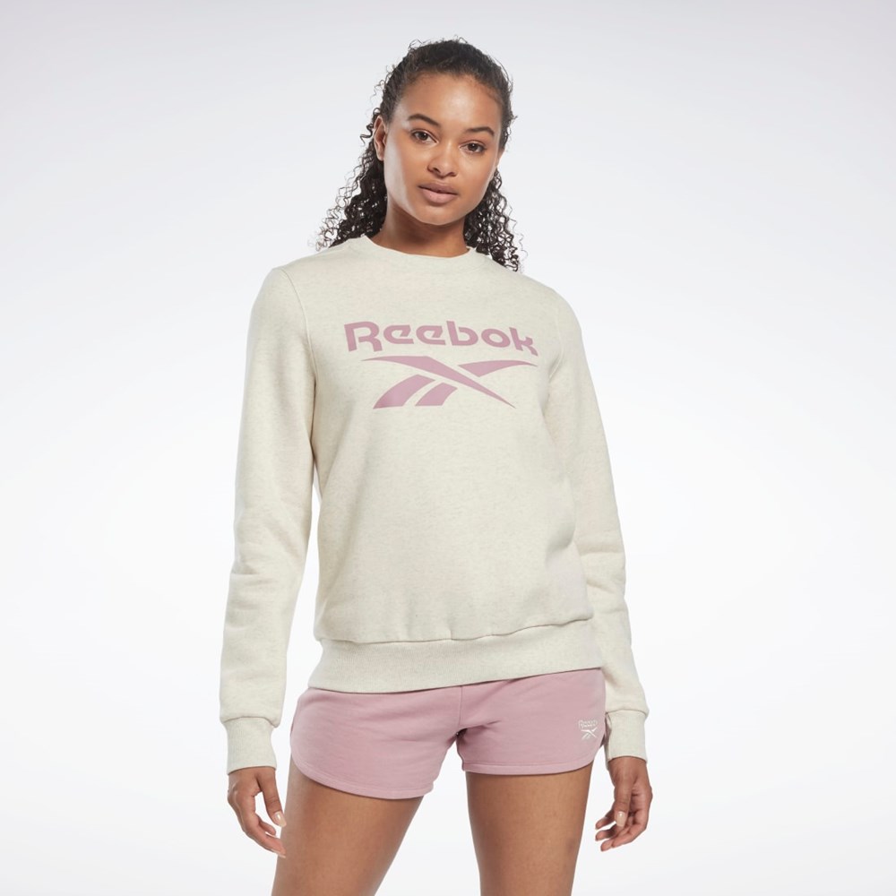 Reebok Reebok Identity Logo Fleece Crew Sweatshirt Hvite | AWIXPU-196