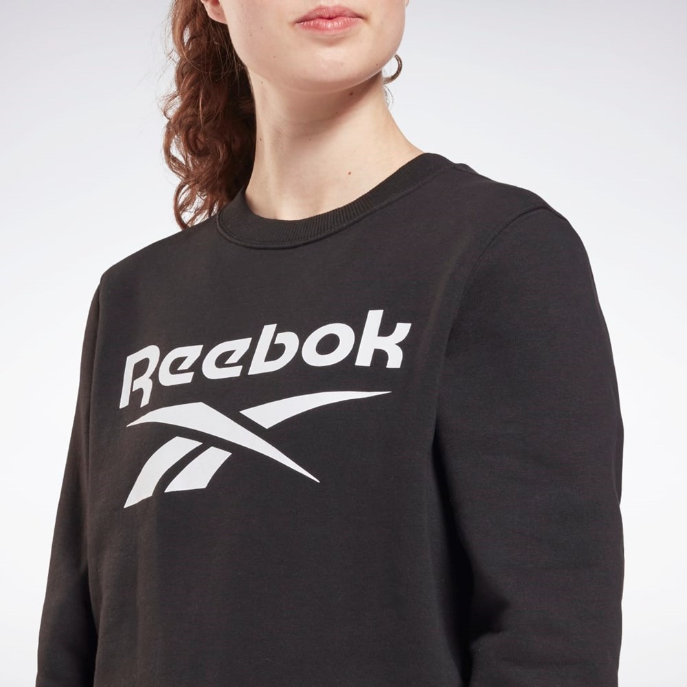 Reebok Reebok Identity Logo Fleece Crew Sweatshirt Svarte | HRWKZV-584